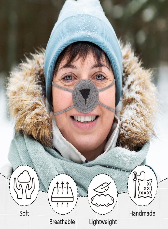 FunisFun Crochet Nose Warmer for Winter Cute Animal Shape Nose Cover for Men Women Cold Weather Outdoor Activities Prank Gag Gift (Gray) - Image 4